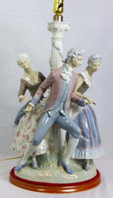 LLADRO 'LA TARANTELA' LARGE FIGURAL PORCELAIN LAMP (1 of 12)