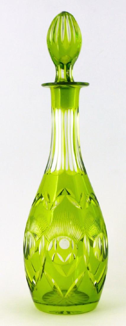 GREEN CUT TO CLEAR CRYSTAL DECANTER (1 of 5)