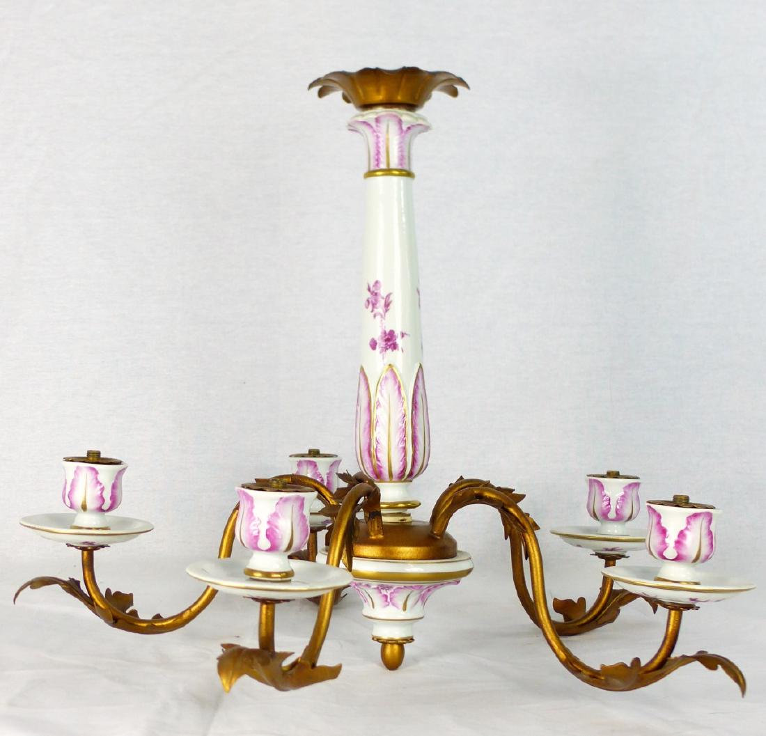 SEVRES STYLE PORCELAIN 5-ARM CHANDELIER (1 of 12)