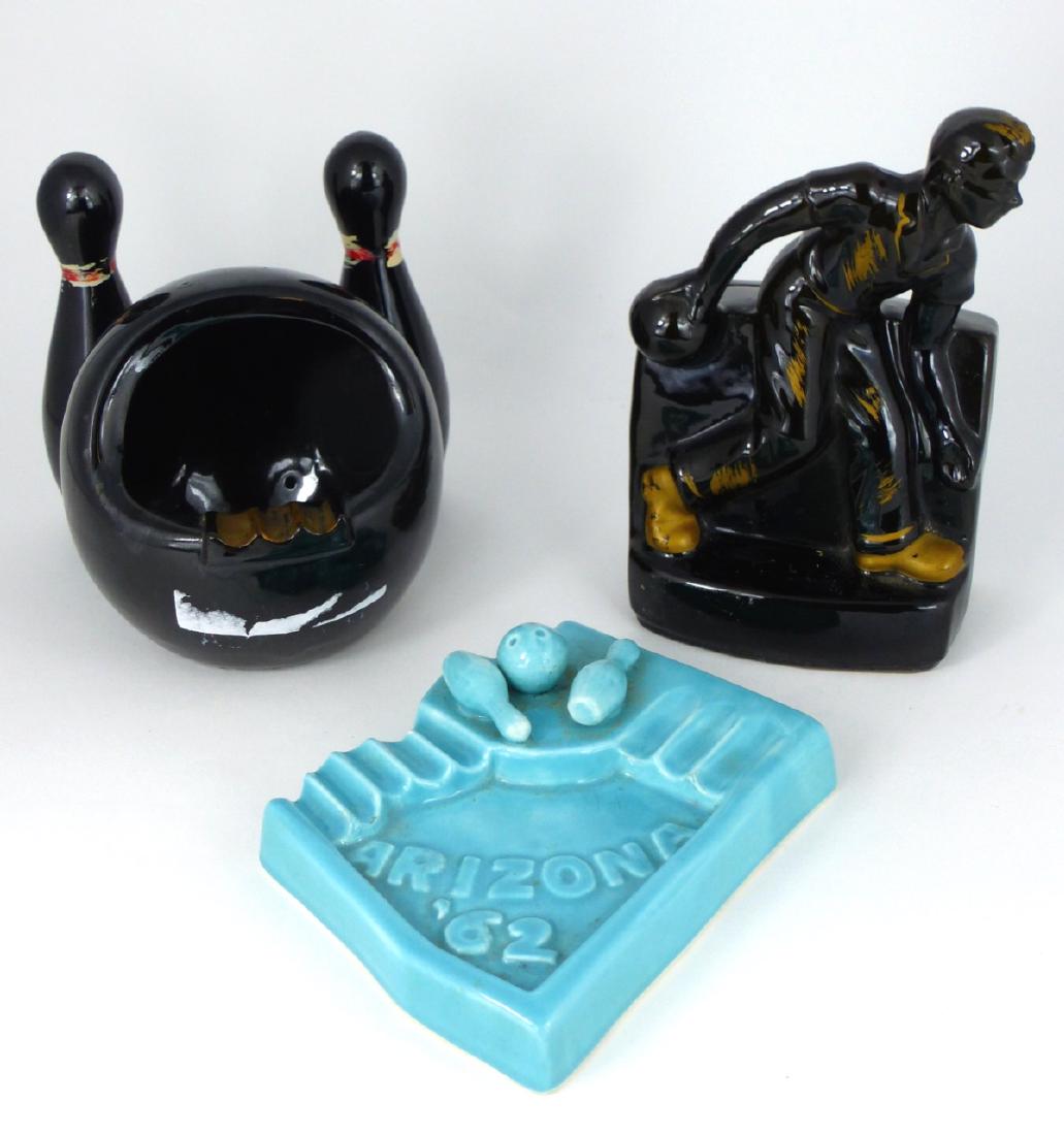 3pc VINTAGE CERAMIC BOWLING ASHTRAYS & BANK (1 of 1)
