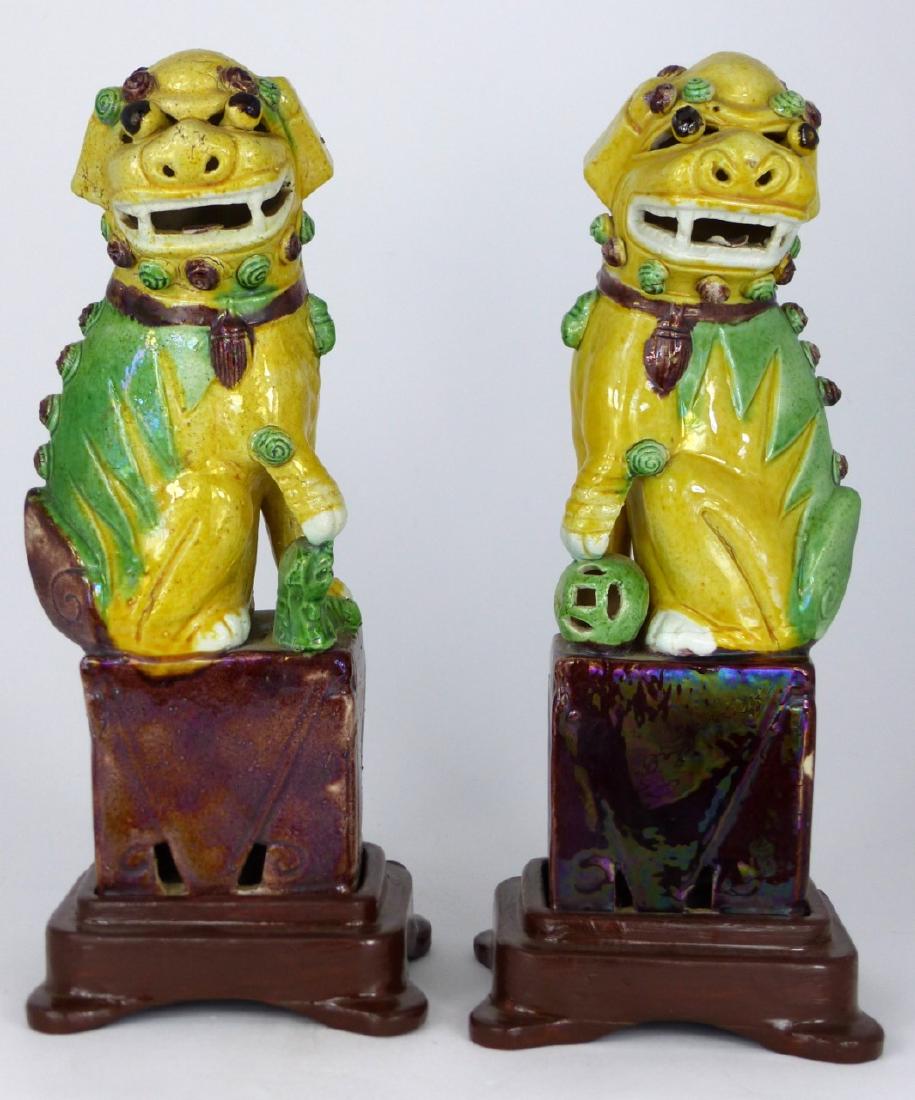 PR CHINESE GLAZED PORCELAIN FOO DOGS (1 of 4)