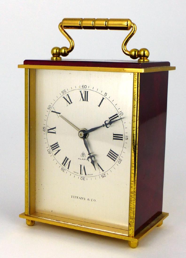 TIFFANY & CO ENAMELED BRASS CARRIAGE CLOCK