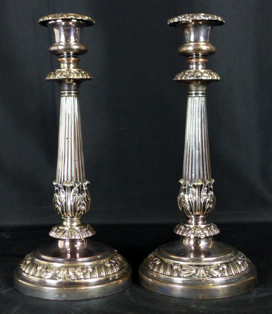 PR BOULTON OLD SHEFFIELD PLATE CANDLE HOLDERS (1 of 6)