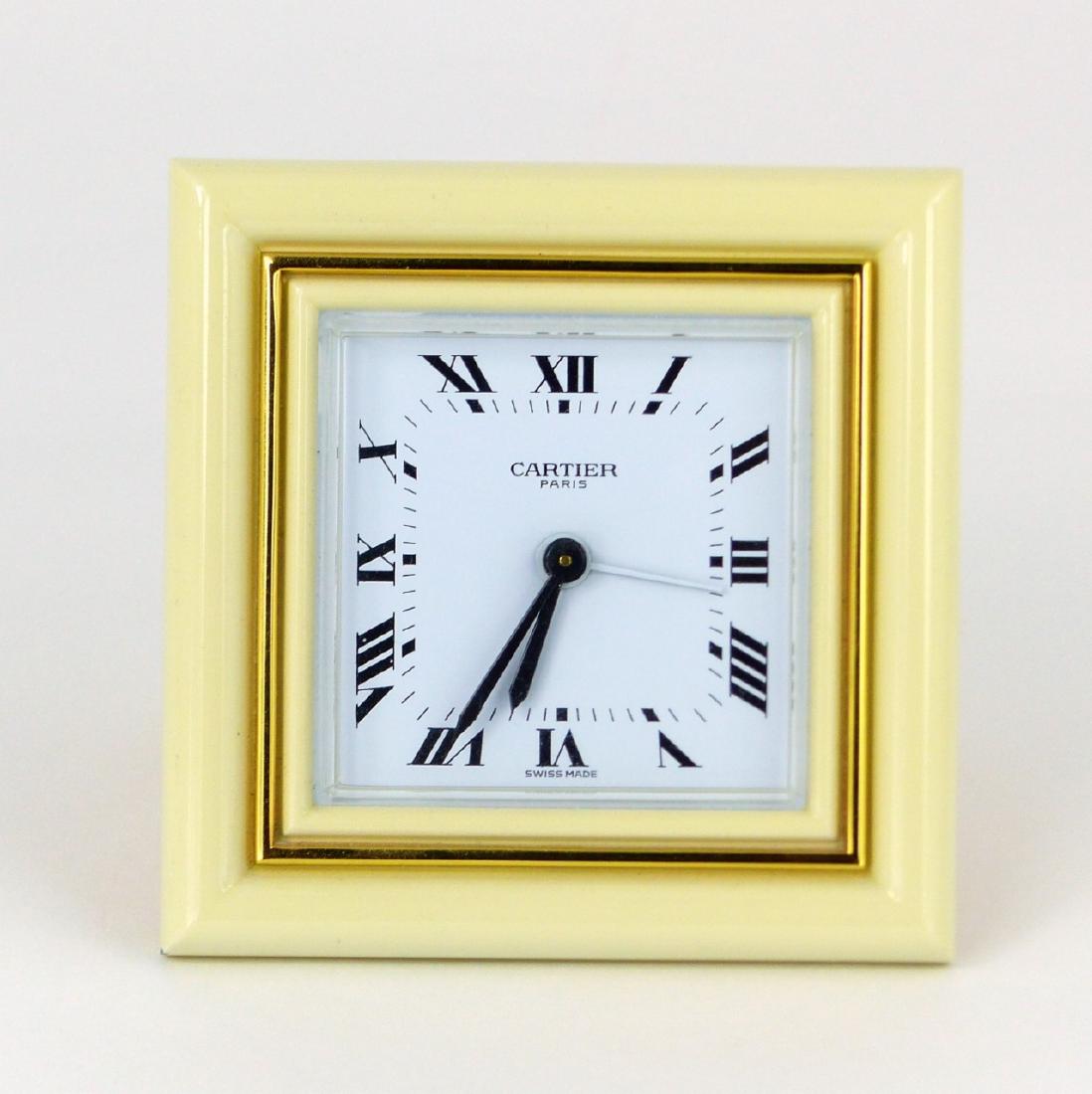 CARTIER ENAMELED DESK CLOCK w BOX (1 of 6)