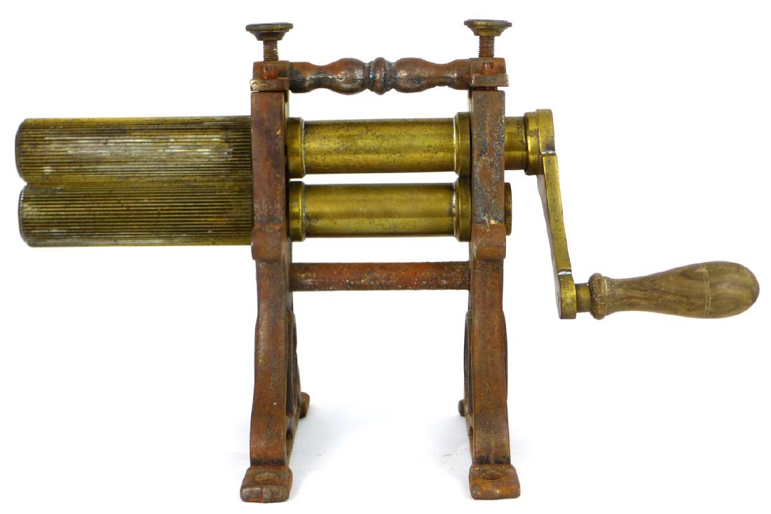 ANTIQUE CAST IRON & BRASS FLUTING IRON (1 of 4)