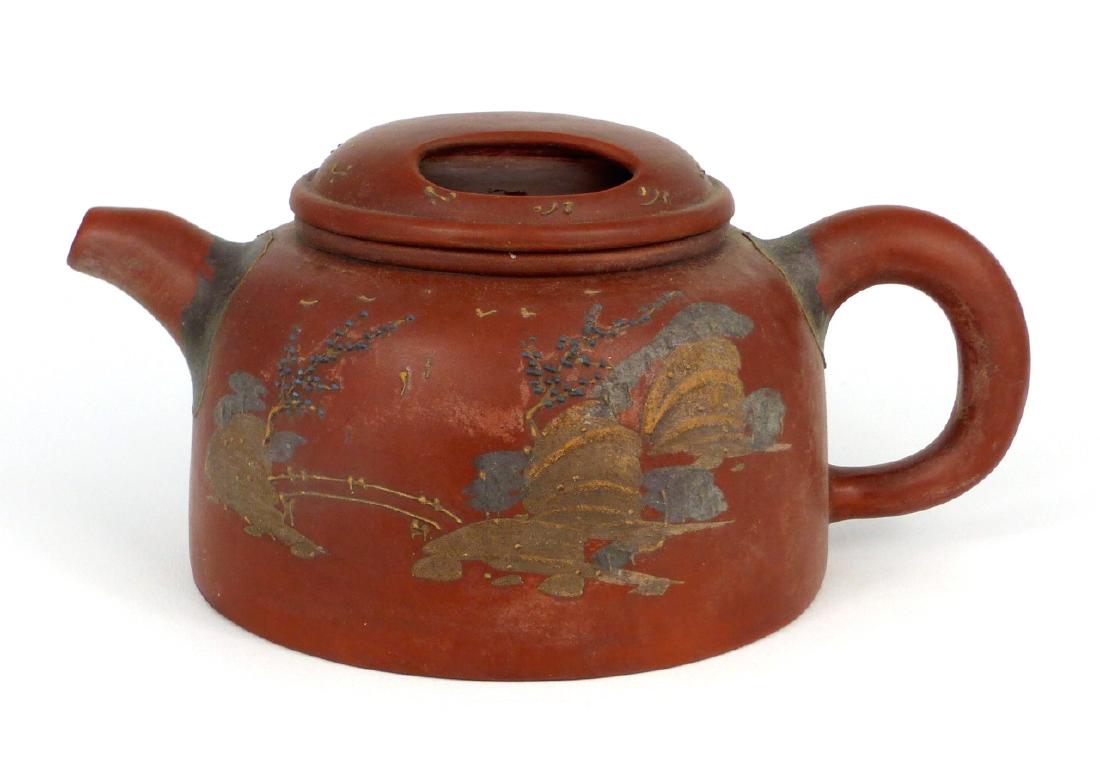 CHINESE YIXING ZISHA TEAPOT w LANDSCAPE SCENE (1 of 7)
