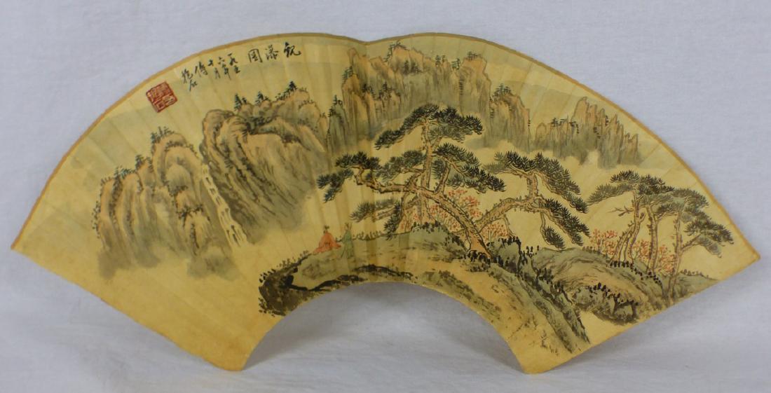 FU BAOSHI CHINESE WATERCOLOR FAN PAINTING (1 of 6)