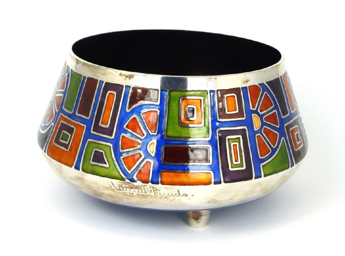MIGUEL PINEDA ENAMELED SILVER FOOTED BOWL (1 of 8)