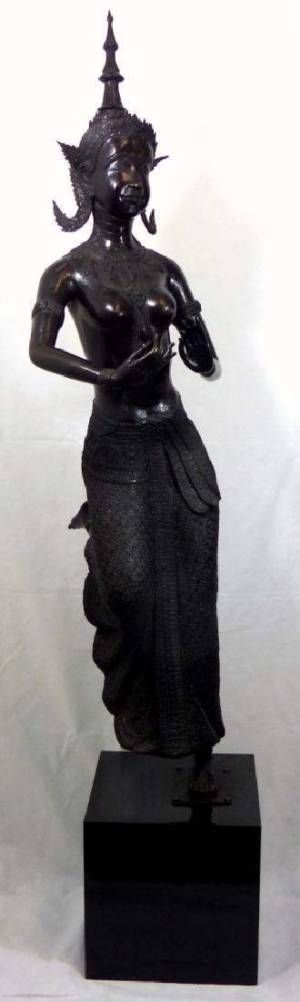 LARGE THAI BRONZE WALKING BUDDHA SCULPTURE 77" (1 of 6)