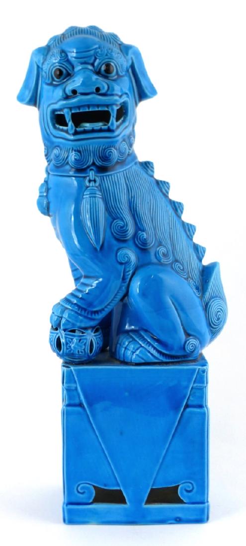 CHINESE TURQUOISE GLAZED PORCELAIN FOO DOG (1 of 4)