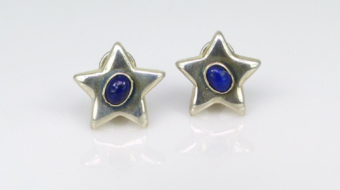 PR TIFFANY STERLING SILVER & LAPIS STAR EARRINGS (1 of 3)