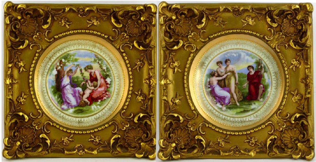 PR ROYAL VIENNA PORCELAIN PLATES IN GILT FRAMES (1 of 11)