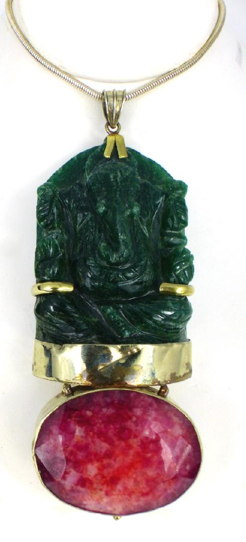 INDIAN EMERALD GANESH & RUBY PENDANT (1 of 14)