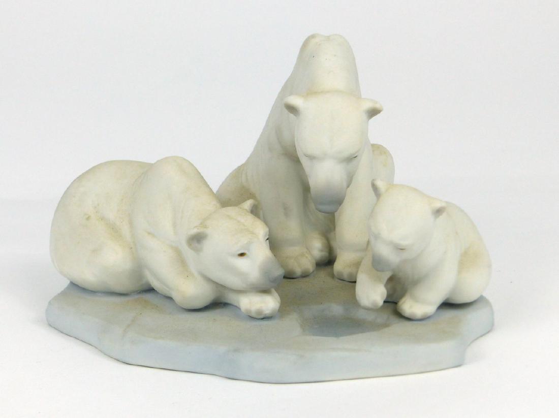 LLADRO 'BEARLY LOVE' PORCELAIN FIGURINE: Lladro matte porcelain figure of a polar bear family. Marked to underside. Measures 6 1/4" (15.8cm) length.