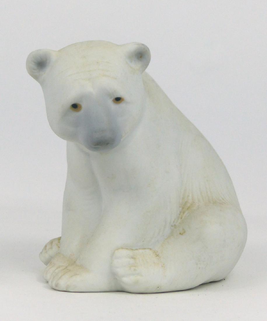 LLADRO 'SEATED POLAR BEAR' PORCELAIN FIGURINE: Lladro matte porcelain figure of a seated polar bear #1209. Marked to underside. Measures 4" (10cm) length.