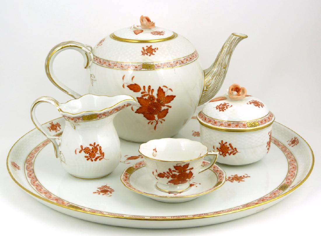 6pc HEREND 'CHINESE BOUQUET' PORCELAIN TEA SET