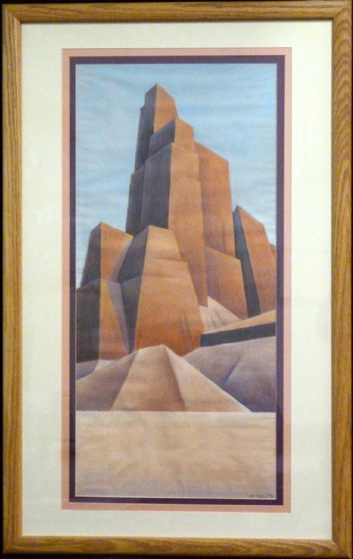 ED MELL 'DESERT LANDSCAPE' PASTEL ON PAPER