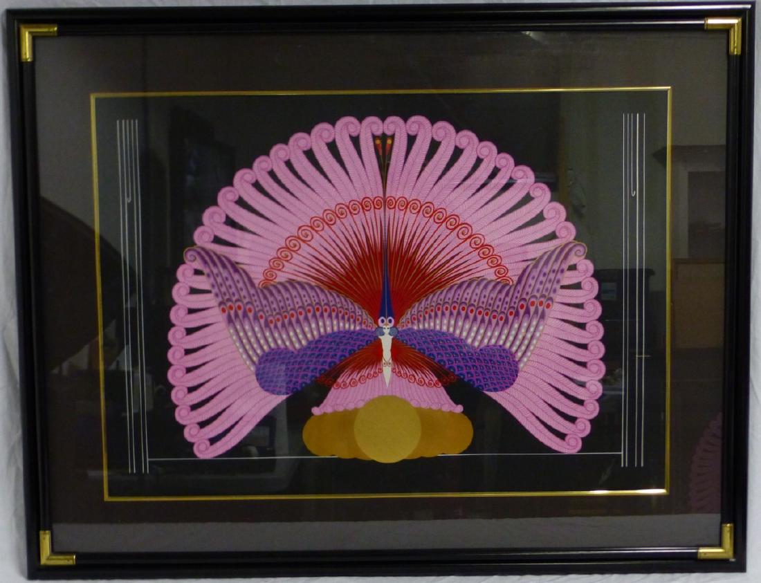 ERTE 'PHOENIX TRIUMPHANT' EMBOSSED SERIGRAPH: Romain De Tirtoff Erte (Russian. 1892-1990) embossed serigraph with foil stamping titled 'Phoenix Triumphant'. Pencil signed lower right and numbered 54/300 lower left. Measures 39 1/2" (100cm) x 28"