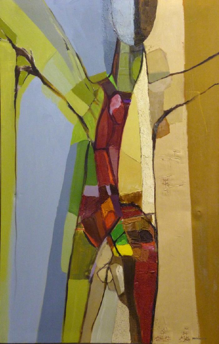 ROBERT MOSKOWITZ 'TORSO' OIL PAINTING ON CANVAS: Robert Moskowitz (American, born 1935) oil painting on canvas depicting an abstract torso. Signed lower right. Measures 50" (127cm) x 31 3/4" (80.7cm) + 1/4" (.6cm) frame.