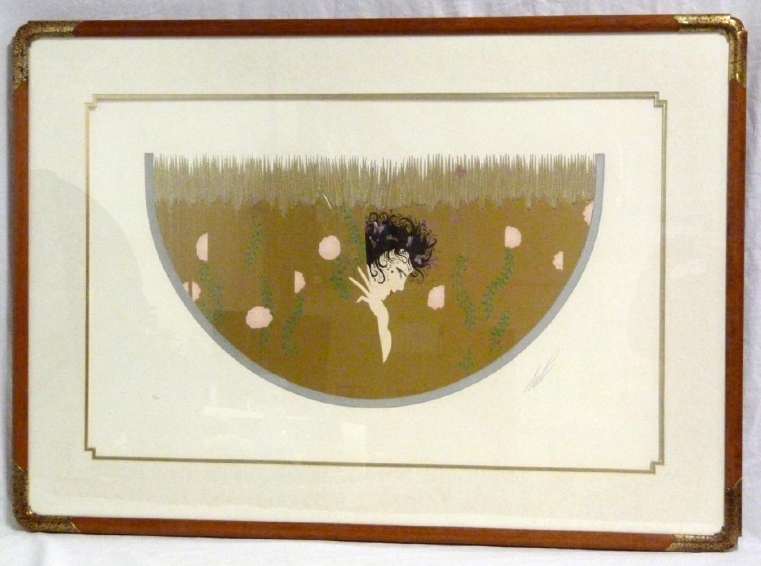 ERTE 'HARVEST' EMBOSSED SERIGRAPH: Romain De Tirtoff Erte (Russian. 1892-1990) embossed serigraph with foil stamping titled 'The Harvest'. Pencil signed lower right and numbered 90/300 lower left. Measures 35" (89cm) x 22" (56cm) + 5"