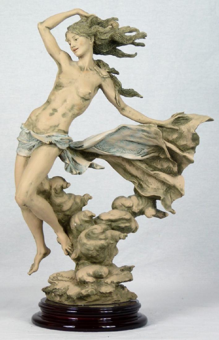 GIUSEPPE ARMANI 'ZEPHYR' FIGURINE w BOX: Giuseppe Armani 'Zephyr' #1010T figure depicting a nude maiden on wave. Marked and numbered 212/1500 to base. Includes original box. Figurine measures 17" (43cm) height.