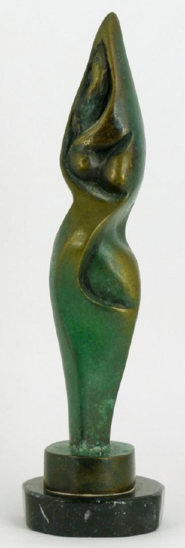 ELADIO GONZALEZ ABSTRACT BRONZE SCULPTURE: Eladio Gonzalez (Cuban, b.1937) abstract bronze sculpture. Signed to bronze base. Measures 10 1/2" (26.5cm) height + 1" (2.5cm) marble base.