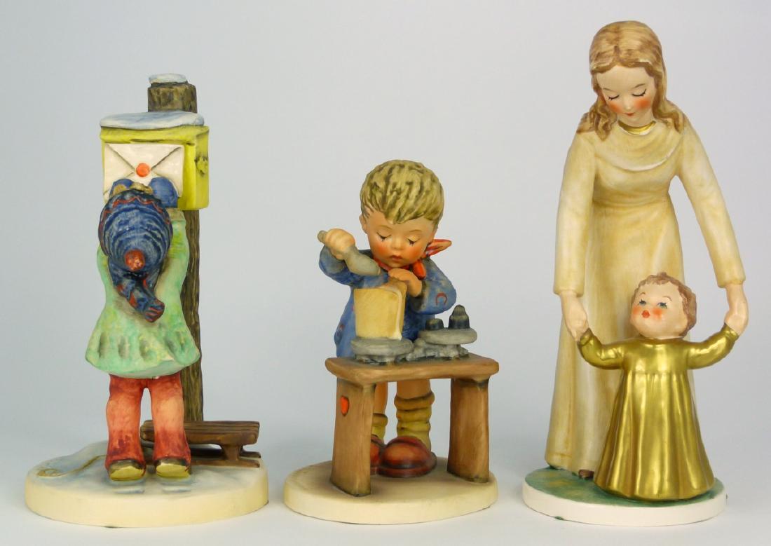 3pc HUMMEL PORCELAIN FIGURINES: 3 Hummel porcelain figures including A Fair Measure, Letter to Santa Claus and Her Shining Hour. Each marked to underside. Largest measures 8" (20.3cm) height.