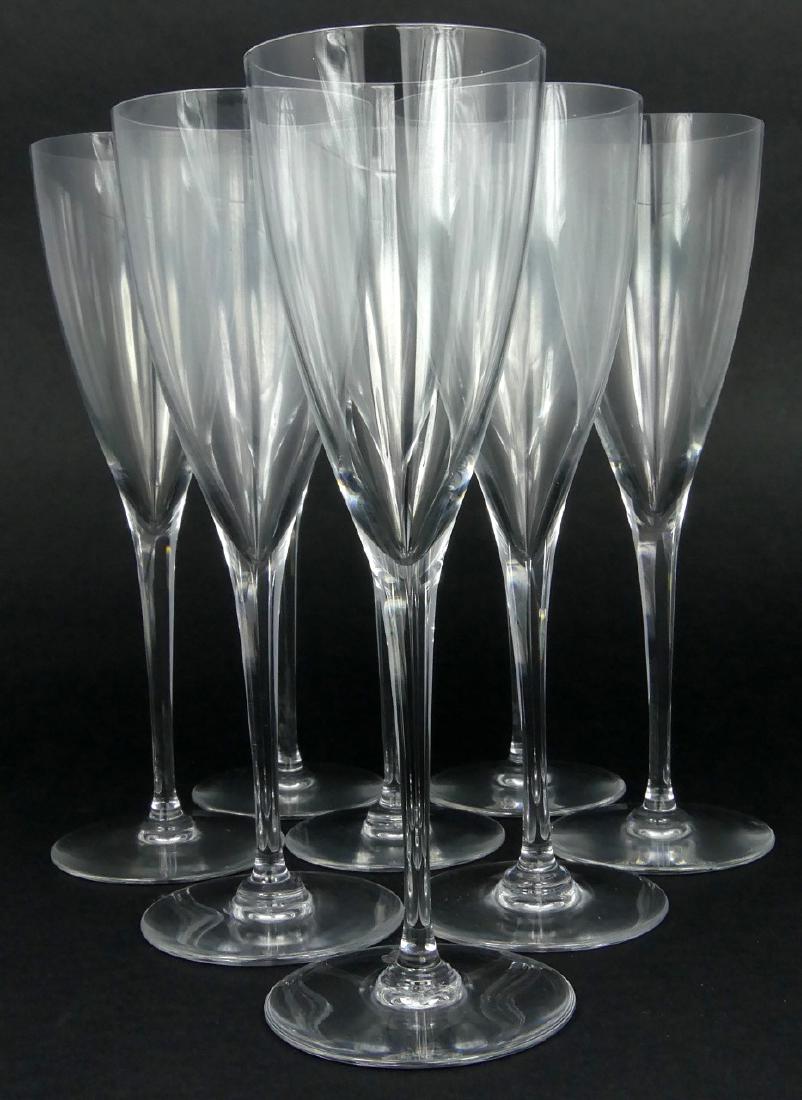 8pc BACCARAT 'DOM PERIGNON' PORT WINE GLASSES: 8 Baccarat port wine crystal glasses in the 'Dom Perignon' pattern. Each marked to underside and measures 7 3/8" (18.8cm) height.