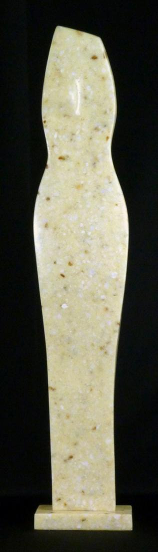 MASATOYO KISHI KUKI STONE SCULPTURE ABSTRACT TORSO: Masatoyo Kishi "Kuki" (American/Japanese, 1924-2017) abstract modernist sculpture. Signed to underside and numbered 14/200. Measures 28 1/2" (72.3cm) height.