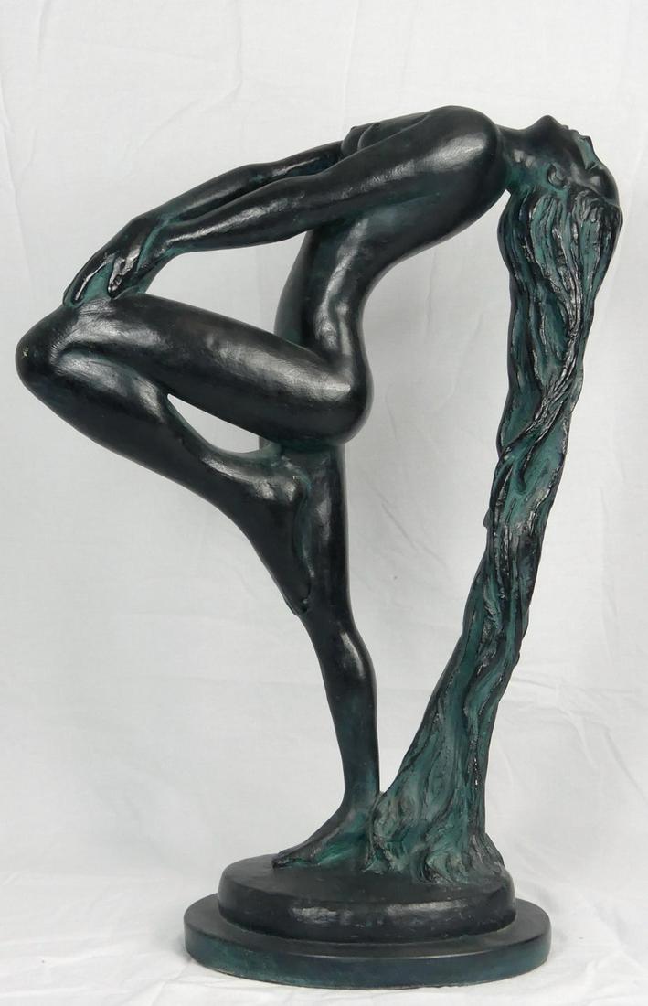 KLARA SEVER 'SULTRY AWAKENING' SCULPTURE: Klara Sever (American/Czech, b. 1935) for Austin patinated sculpture depicting a nude beauty. Titled 'Sultry Awakening'. Signed, inscribed Austin Prod Inc and dated 1979 to base. Measures 22" height x