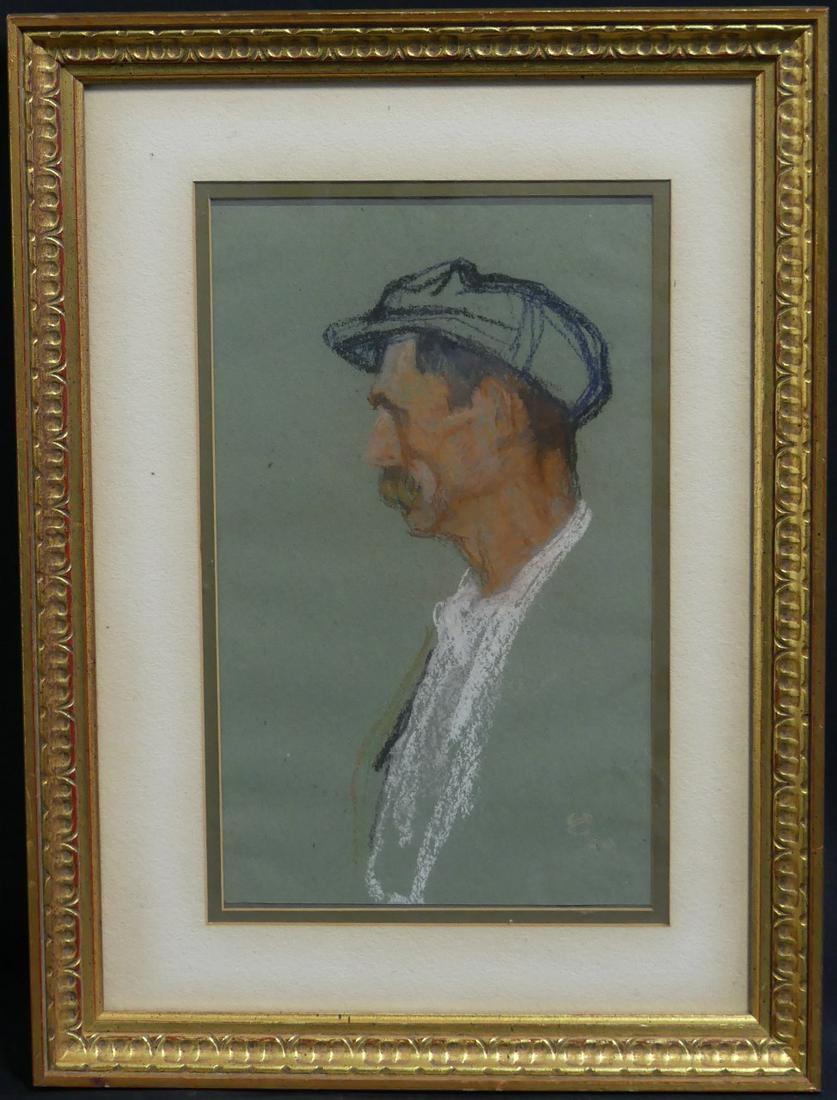 WILLIAM AUERBACH LEVY PASTEL ON PAPER: William Auerbach Levy (Russian/American, 1889-1964) pastel drawing on paper depicting a portrait of a man. Monogrammed lower right. Measures 13 1/4" x 8" + 3 1/4" mat & frame.