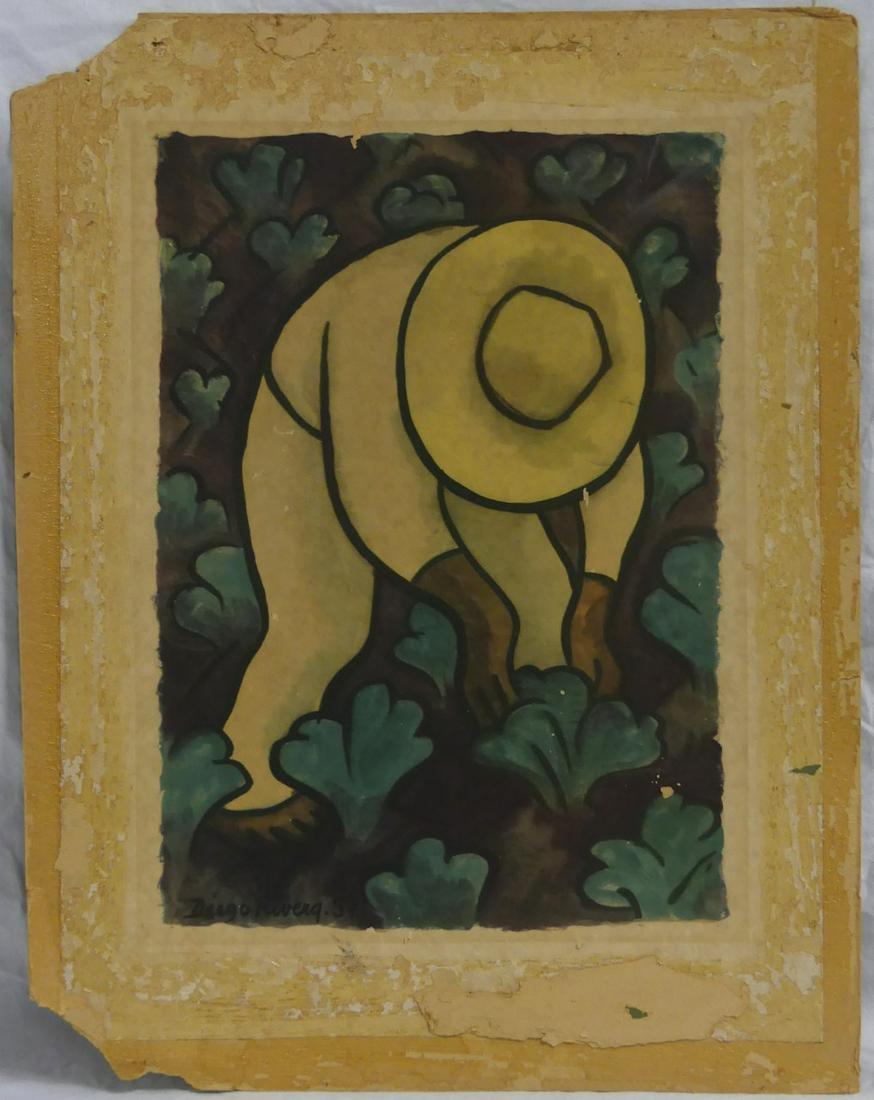 DIEGO RIVERA 'MAN IN FIELD' VINTAGE PRINT: Diergo Rivera vintage print depicting a man in field. Signed in the plate and dated 1937 lower left. Image measures 15 3/4" x 11 3/4" + 3".