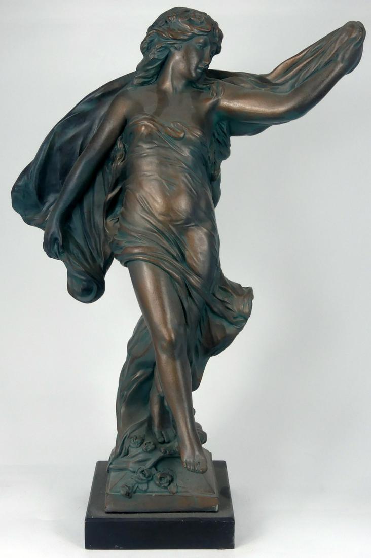 AUSTIN 'LA GRACE' SCULPTURE: Austin sculpture depicting a draped young beauty. Titled 'La Grace'. Signed Austin Prod Inc and dated 1990 to side of base. Measures 19 1/2" height.