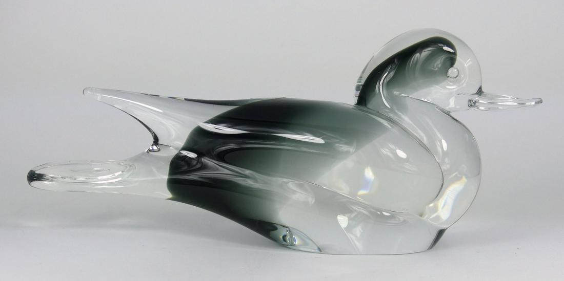 VINCENZO NASON MURANO ART GLASS DUCK: Vincenzo Nason & Cie Murano art glass duck. Holds original label. Measures 10 1/4" length.