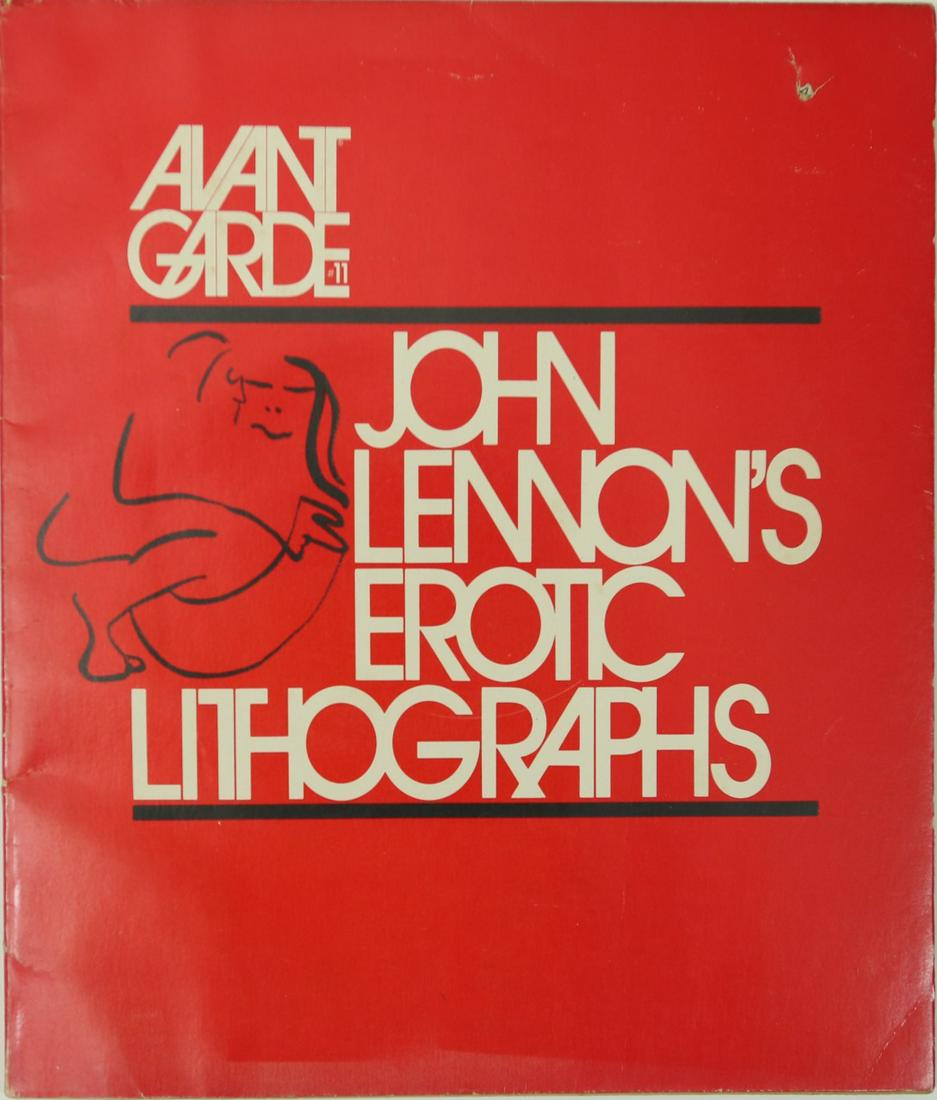 AVANT GARDE #11 JOHN LENNON'S EROTIC LITHOGRAPHS: Avant Garde #11 John Lennon's Erotic Lithographs. Includes multiple Lennon lithographs. Also includes Gustav Klimt: Lost & Found. Measures 11 1/4" x 10 7/8".