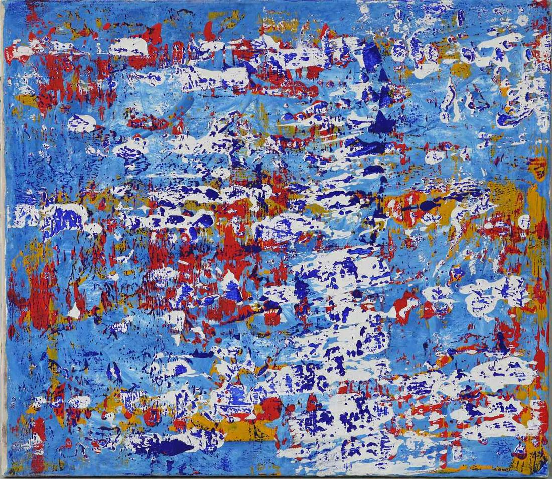 GERHARD RICHTER [manner] OIL PAINTING ON CANVAS: Abstract oil painting on canvas in the manner of Gerhard Richter (German, b. 1932). Signed to verso. Measures 24" x 21".