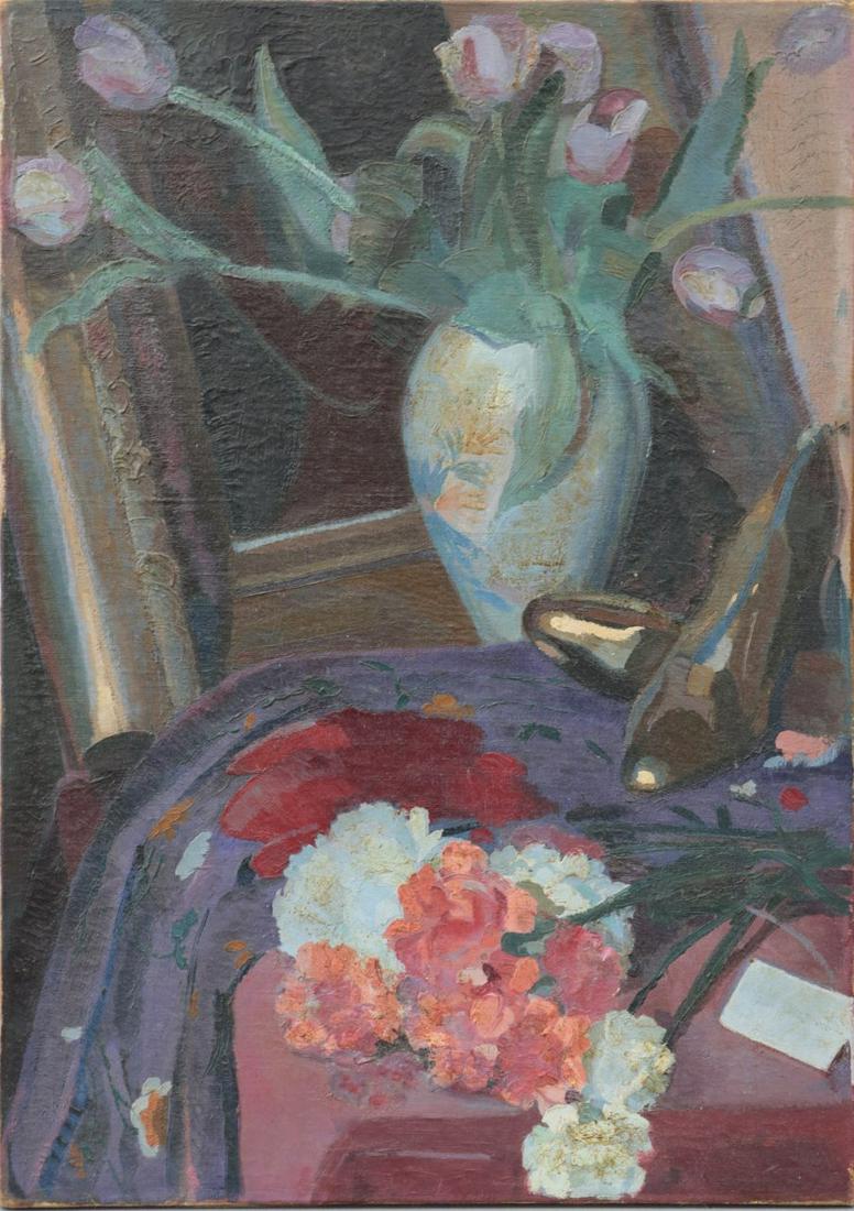 ROGER CRUSAT 'STILL LIFE' OIL PAINTING ON CANVAS: Roger Crusat (French, 1917-1994) oil painting on canvas depicting a still life with flowers. Unsigned, but guaranteed Crusat. Measures 30" x 21 1/4".