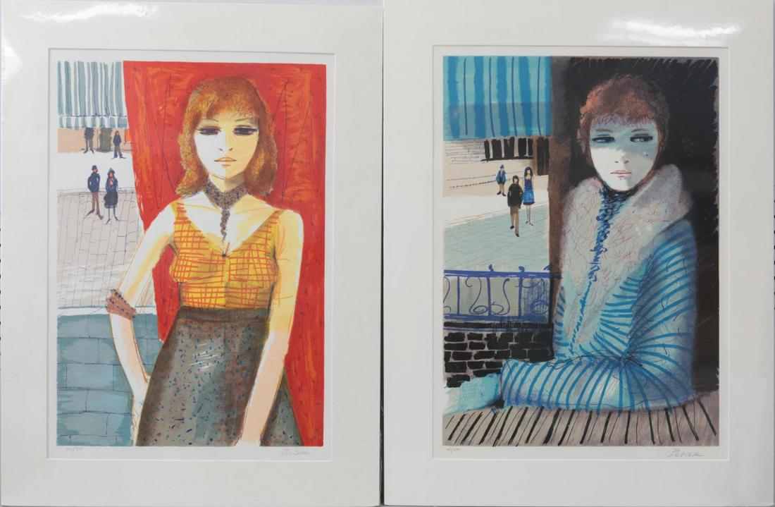 2pc CHARLES LEVIER LITHOGRAPHS: Charles Levier (French, 1920-2003) group of two lithographs. Including 'Redhead' 161/250 and 'Girl in Blue' 44/250. Each pencil signed lower right and numbered lower left. Largest measures 26" x 18 3/