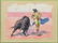 SPANISH SCHOOL 'MATADOR w BULL' OIL / PAPER SIGNED - 3