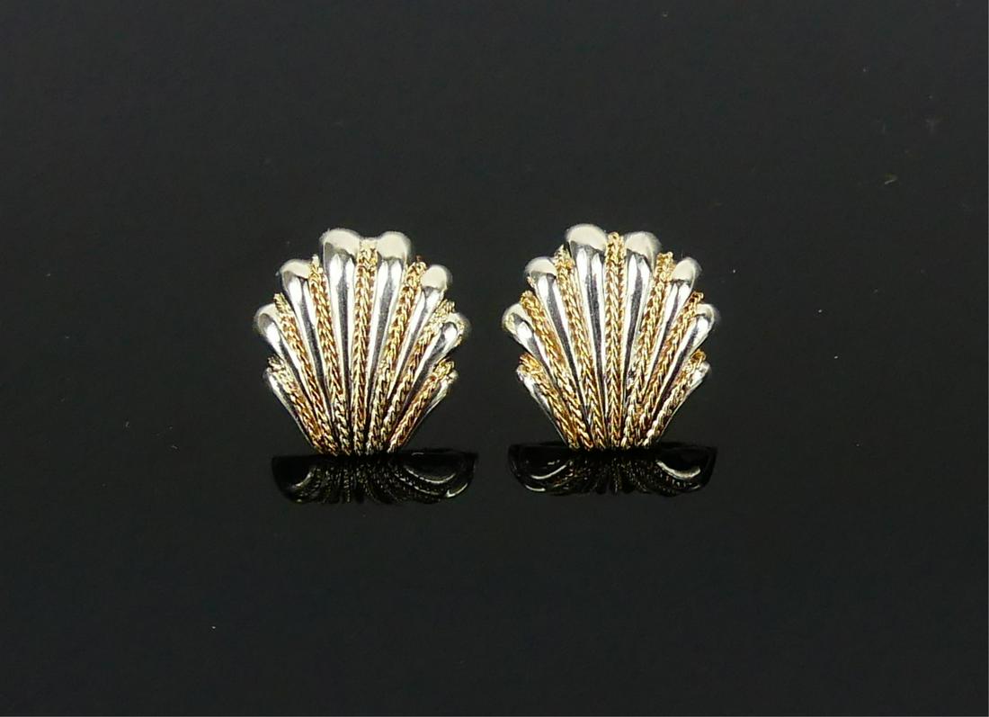 PR TIFFANY STERLING & 14kt YG SHELL EARRINGS (1 of 2)