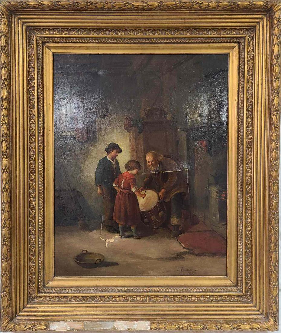 HARRISON 19th C OIL PAINTING ON CANVAS (1 of 7)