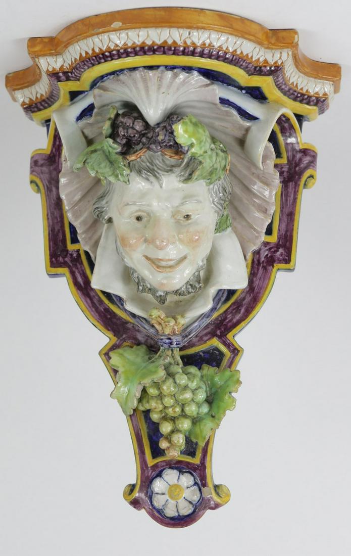 GINORI MAJOLICA BACCHUS WALL SCONCE SHELF (1 of 6)