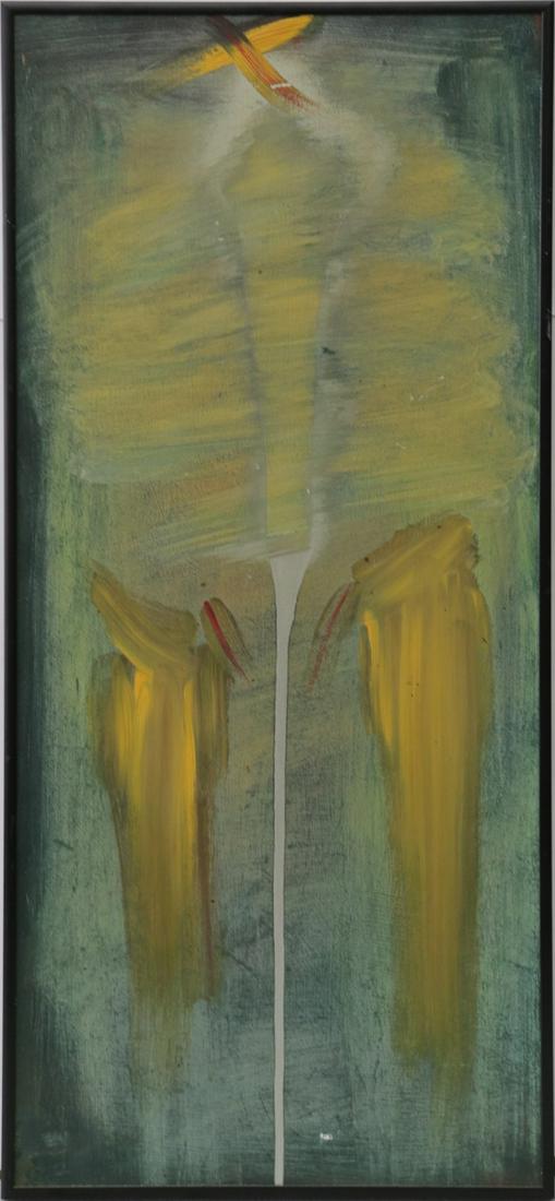 ABSTRACT OIL PAINTING / BOARD SIGNED ILLEGIBLY BEN (1 of 3)