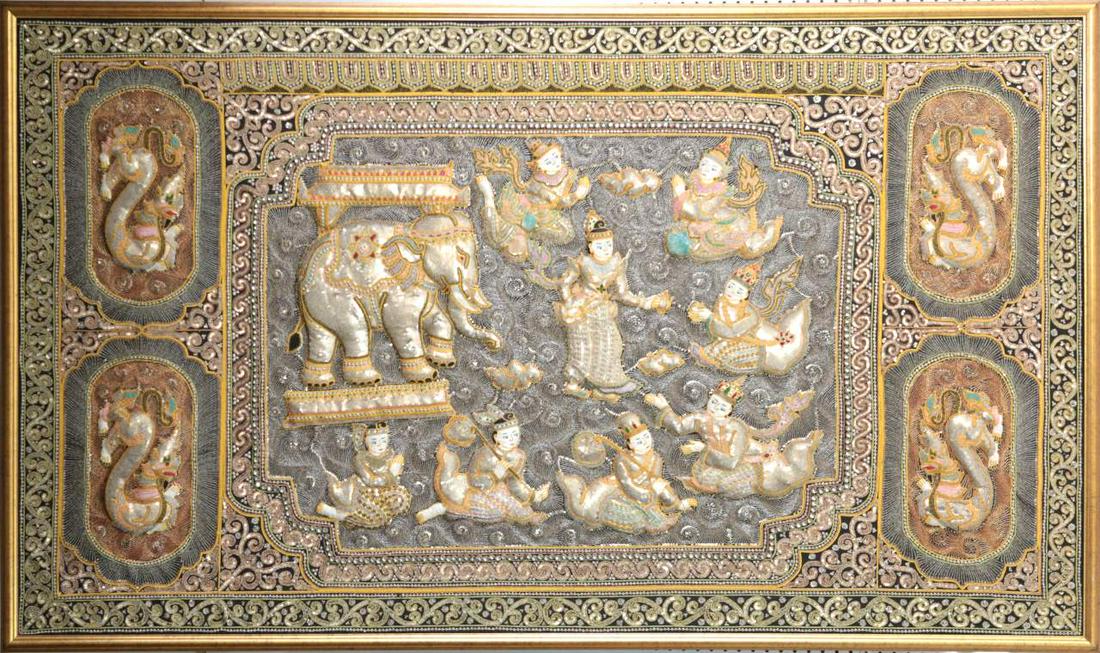 VERY LARGE BURMESE EMBROIDERED KALAGA (1 of 7)