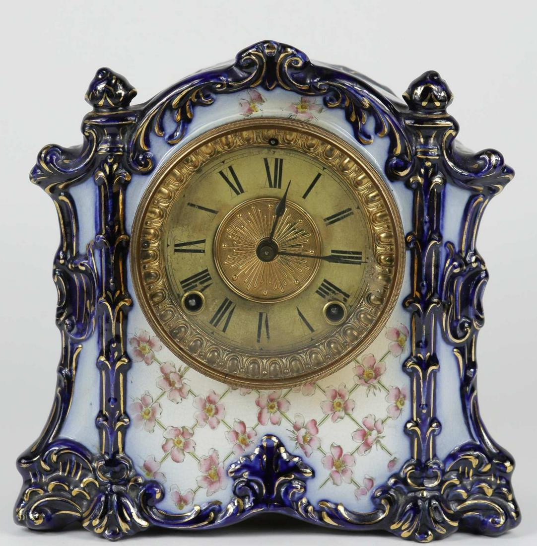 ANSONIA TALISMAN PORCELAIN MANTEL CLOCK (1 of 7)