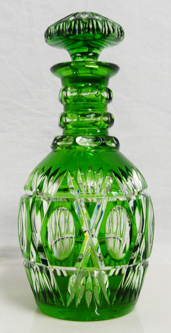 BOHEMIAN EMERALD CUT TO CLEAR CRYSTAL DECANTER (1 of 5)