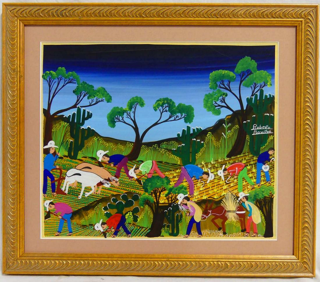 ROBERTO BENITEZ FOLK ART OIL PAINTING ON BOARD (1 of 4)