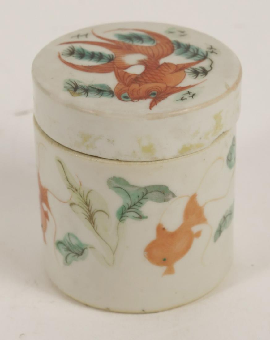 CHINESE PORCELAIN COVERED BOX GOLDFISH (1 of 4)