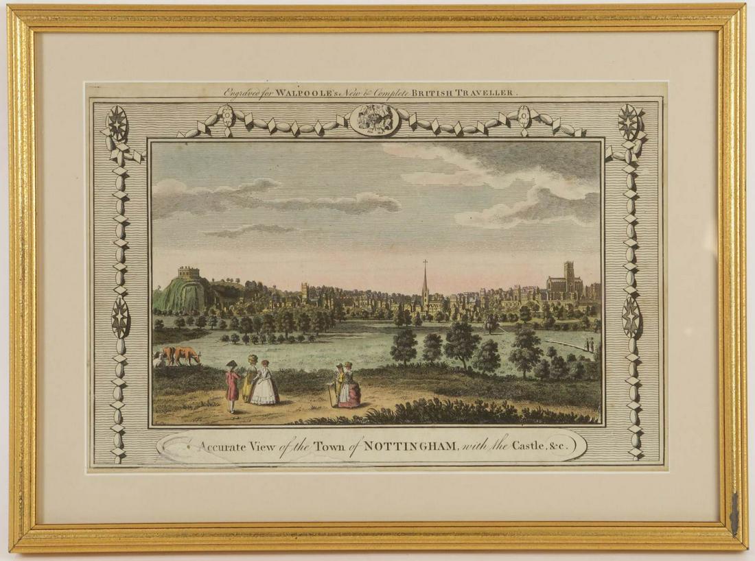 NOTTINGHAM CASTLE HAND COLORED ENGRAVING (1 of 3)