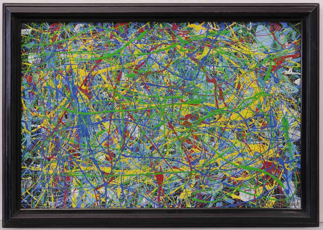 AFTER JACKSON POLLOCK DRIP STYLE OIL ON CANVAS (1 of 4)